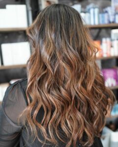 Woman with a copper balayage