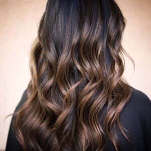 Woman with brunette balayage in Las Vegas at The Hair Standard
