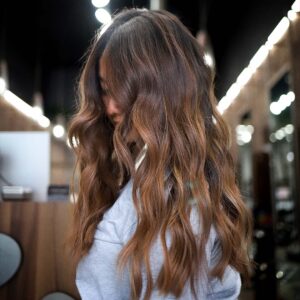 The Hair Standard women with brunette balayage in Las Vegas